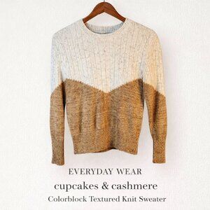Cupcakes & Cashmere Neutral Colorblock Textured Knit Sweater Small